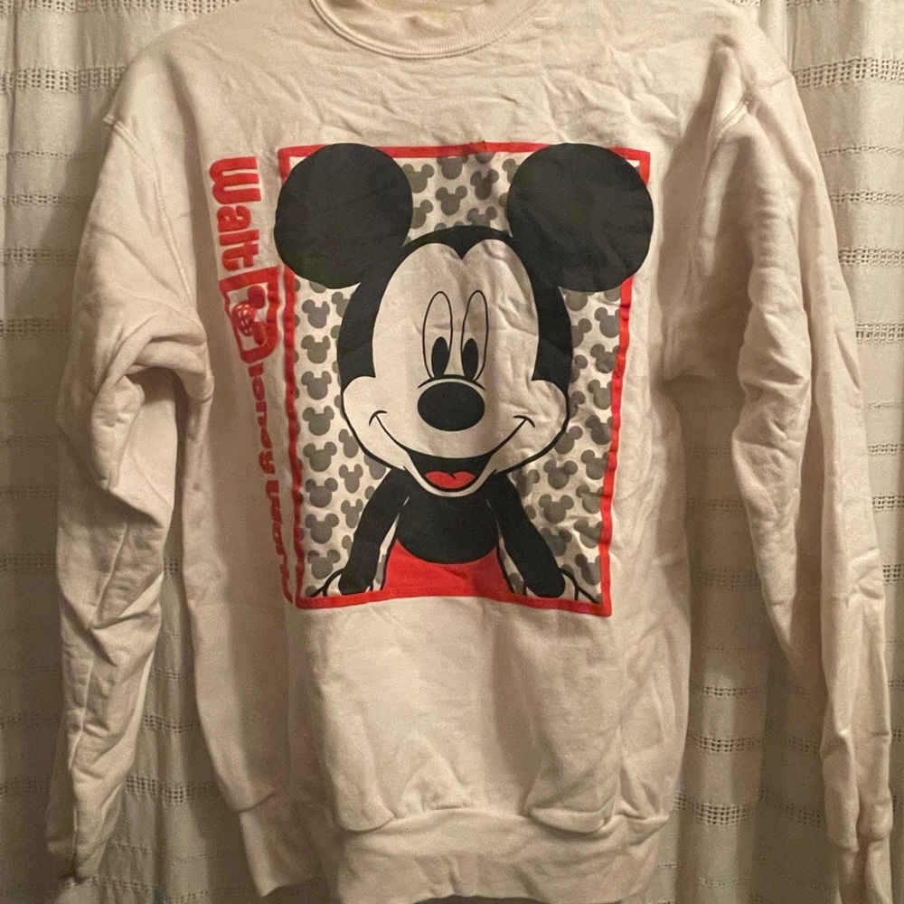 Hanes White Mickey Mouse Crewneck Sweater